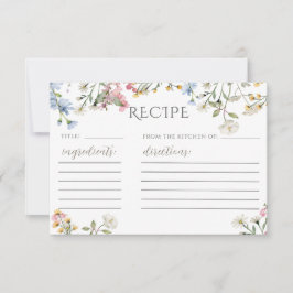 ワイルドフラワーブライダルシャワーレシピカードテンプレート サンキューカード