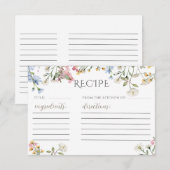 ワイルドフラワーブライダルシャワーレシピカードテンプレート サンキューカード (正面/裏面)