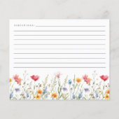 ワイルドフラワーブライダルシャワーレシピカード (裏面)