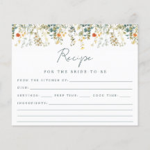 ワイルドフラワーブライダルシャワーレシピカード