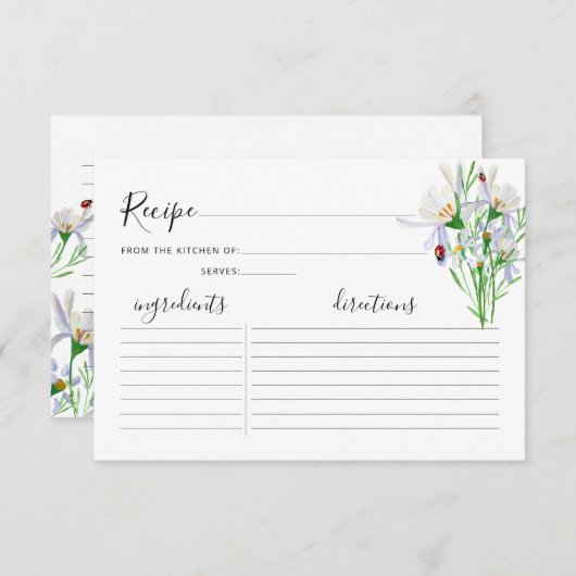 ワイルドフラワーブライダルシャワーレシピカード (正面/裏面)