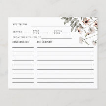 ワイルドフラワーブライダルシャワーレシピカード