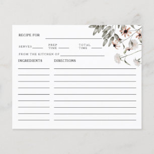 ワイルドフラワーブライダルシャワーレシピカード