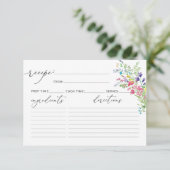 ワイルドフラワーブライダルシャワーレシピカード (スタンド正面)