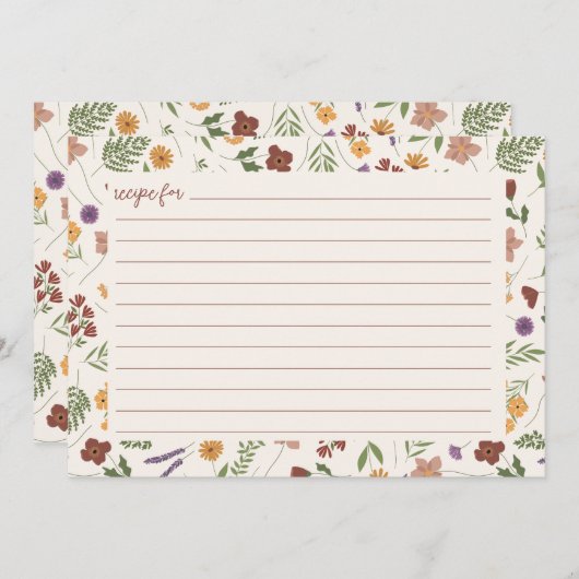 ワイルドフラワーブライダルシャワーレシピカード サンキューカード (正面/裏面)