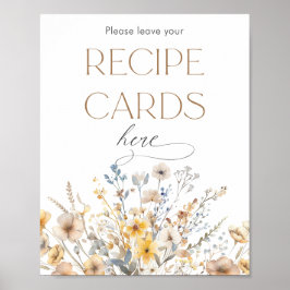 ワイルドフラワーブライダルシャワーレシピカード ポスター