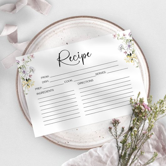 ワイルドフラワーブライダルシャワーレシピカード 招待状