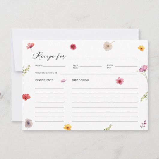 ワイルドフラワーブライダルシャワーレシピカード 招待状 (正面)