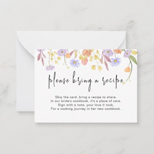 ワイルドフラワーブライダルシャワーレシピ要求エンクロージャ ノートカード (正面)