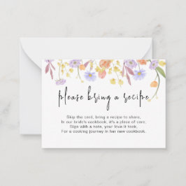 ワイルドフラワーブライダルシャワーレシピ要求エンクロージャ ノートカード