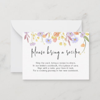 ワイルドフラワーブライダルシャワーレシピ要求エンクロージャ ノートカード