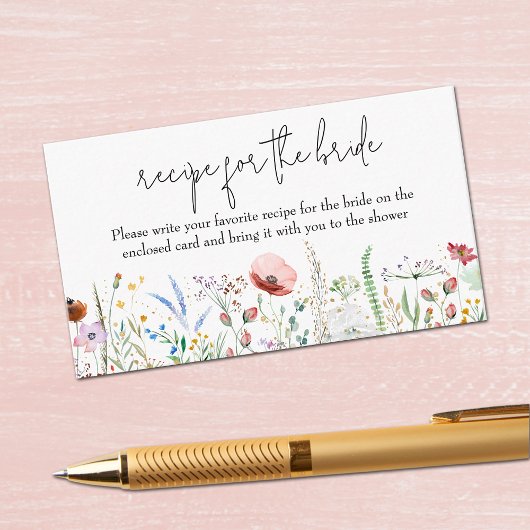 ワイルドフラワーブライダルシャワーレシピ要求 エンクロージャーカード
