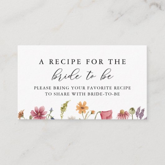 ワイルドフラワーブライダルシャワー共有Aレシピ エンクロージャーカード (正面)