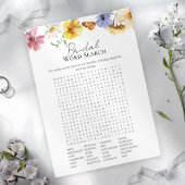 ワイルドフラワーブライダルシャワー単語検索ゲームカード 招待状