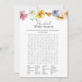 ワイルドフラワーブライダルシャワー単語検索ゲームカード 招待状 (正面)