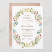 ワイルドフラワーブライダルシャワー招待 招待状 (正面/裏面)