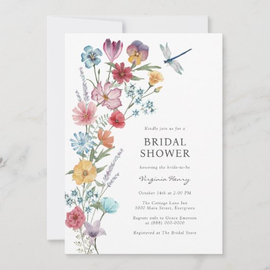 ワイルドフラワーブライダルシャワー招待 招待状 (正面)