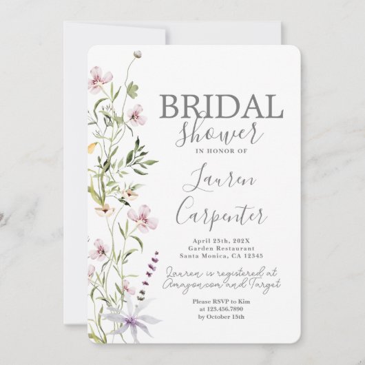 ワイルドフラワーブライダルシャワー招待 招待状 (正面)