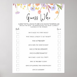 ワイルドフラワーブライダルシャワー推測ゲーム ポスター