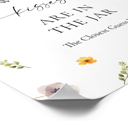 ワイルドフラワーブライダルシャワー数を推測するキス ポスター (角)