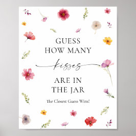 ワイルドフラワーブライダルシャワー数を推測するキス ポスター