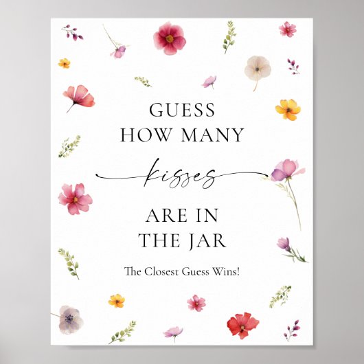 ワイルドフラワーブライダルシャワー数を推測するキス ポスター (正面)