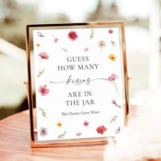 ワイルドフラワーブライダルシャワー数を推測するキス ポスター