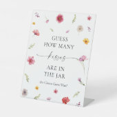 ワイルドフラワーブライダルシャワー数を推測するキス 台座サイン (正面)