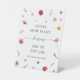 ワイルドフラワーブライダルシャワー数を推測するキス 台座サイン