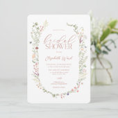 ワイルドフラワーブライダルシャワー水彩フローラシャワー 招待状 (スタンド正面)