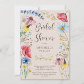 ワイルドフラワーブライダルシャワー素朴カントリーフローラ 招待状 (正面)
