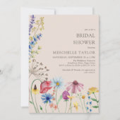 ワイルドフラワーブライダルシャワー素朴カントリーボタニカル 招待状 (正面)