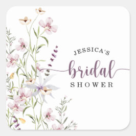 ワイルドフラワーブライダルシャワー素朴フローラ スクエアシール