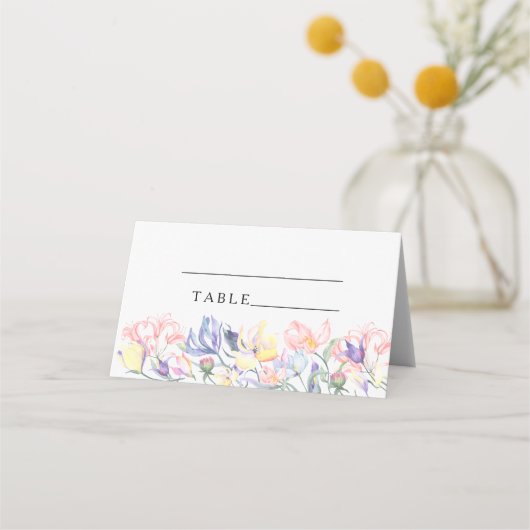 ワイルドフラワーブライダルシャワー結婚-'座席表 プレイスカード (裏面)