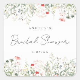 ワイルドフラワーブライダルシャワー スクエアシール
