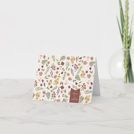 ワイルドフラワーブライダルシャワー パーソナライズされた サンキューカード (正面)