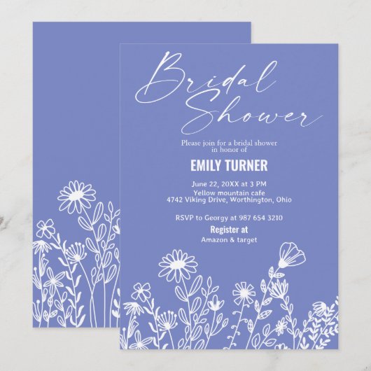 ワイルドフラワーブライダルシャワー 招待状 (正面/裏面)