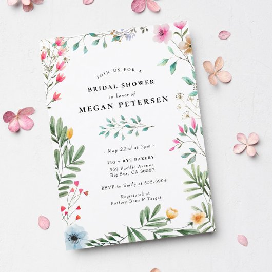 ワイルドフラワーブライダルシャワー 招待状