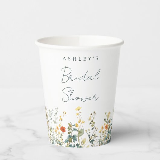 ワイルドフラワーブライダルシャワー 紙コップ (左)