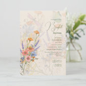 ワイルドフラワーブライダルシャワーBOHOプリントまたはデジタル 招待状 (スタンド正面)