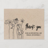 ワイルドフラワーブラウンクラフトありがとうビジネス ポストカード (正面)