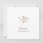 ワイルドフラワーブラウン秋の結婚式写真QRコードリンク サンキューカード (正面)