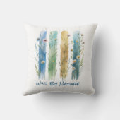 ワイルドフラワーブラシストークスウォーター色ブルーグリーン クッション (裏面)