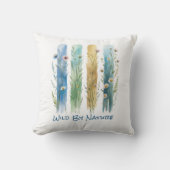 ワイルドフラワーブラシストークスウォーター色ブルーグリーン クッション (正面)