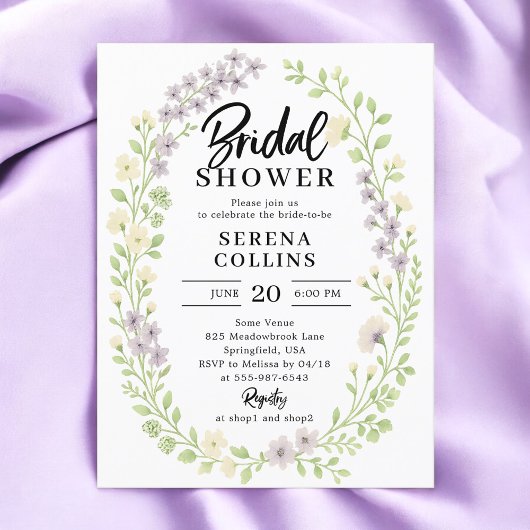 ワイルドフラワーブラシ書道ブライダルシャワー ポストカード