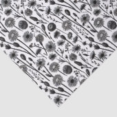 ワイルドフラワーブラックとホワイトミニマリストパターン 薄葉紙 (詳細)