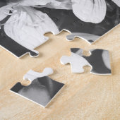 ワイルドフラワーブラックとホワイト ジグソーパズル (側面)