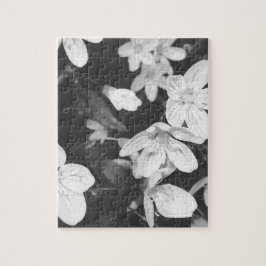 ワイルドフラワーブラックとホワイト ジグソーパズル