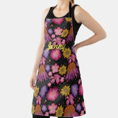 ワイルドフラワーブラックフローラパーソナライズされたエプロン エプロン (インサイチュ)