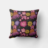 ワイルドフラワーブラックフローラ パーソナライズされた クッション (裏面)